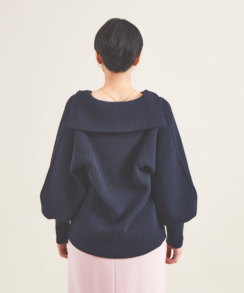 Rouge vif Anna(ルージュヴィフアンナ)の「片畦ハイバルフォルムニット(ニット/セーター・レディース・ネイビー/アイボリー/レモンイエロー・フリー)」の8枚目の写真