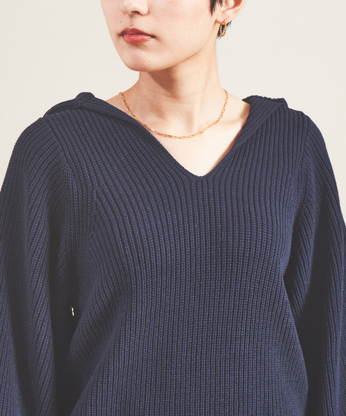 Rouge vif Anna(ルージュヴィフアンナ)の「片畦ハイバルフォルムニット(ニット/セーター・レディース・ネイビー/アイボリー/レモンイエロー・フリー)」の9枚目の写真