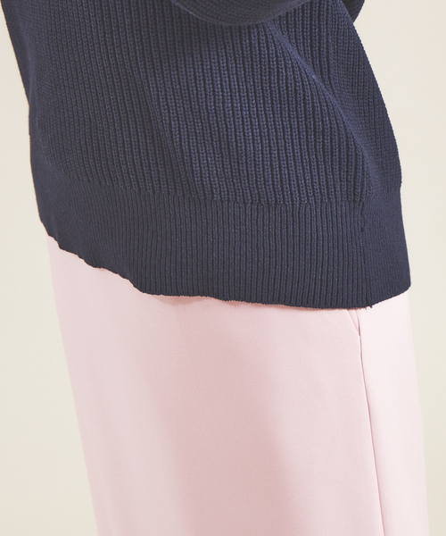 Rouge vif Anna(ルージュヴィフアンナ)の「片畦ハイバルフォルムニット(ニット/セーター・レディース・ネイビー/アイボリー/レモンイエロー・フリー)」の11枚目の写真