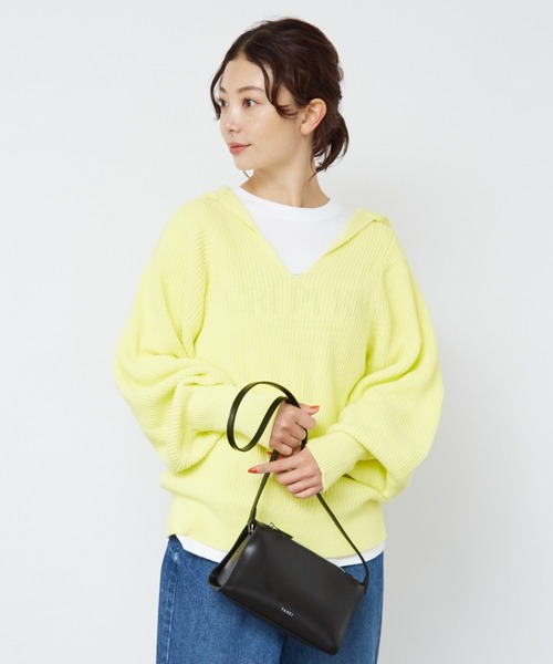 Rouge vif Anna(ルージュヴィフアンナ)の「片畦ハイバルフォルムニット(ニット/セーター・レディース・ネイビー/アイボリー/レモンイエロー・フリー)」の20枚目の写真