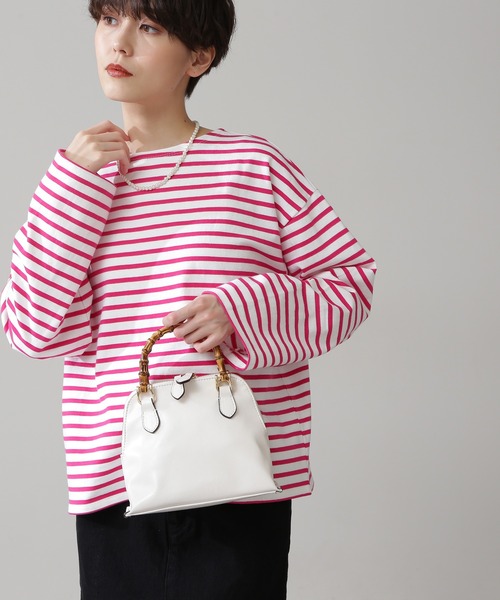 N.(N. Natural Beauty Basic)(エヌエヌナチュラルビューティーベーシック)の「◆バスクボーダーカットソー(Tシャツ/カットソー・レディース・ブラック系その他/イエロー系その他/ピンク系その他・MEDIUM)」の3枚目の写真