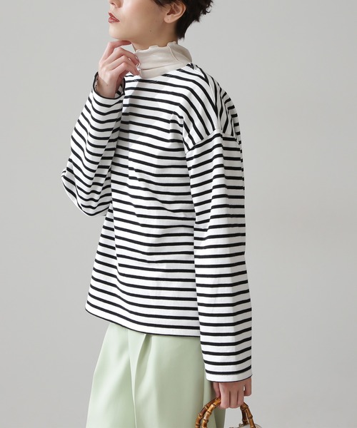 N.(N. Natural Beauty Basic)(エヌエヌナチュラルビューティーベーシック)の「◆バスクボーダーカットソー(Tシャツ/カットソー・レディース・ブラック系その他/イエロー系その他/ピンク系その他・MEDIUM)」の6枚目の写真