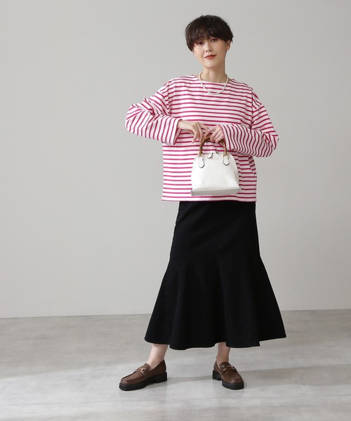 N.(N. Natural Beauty Basic)(エヌエヌナチュラルビューティーベーシック)の「◆バスクボーダーカットソー(Tシャツ/カットソー・レディース・ブラック系その他/イエロー系その他/ピンク系その他・MEDIUM)」の4枚目の写真