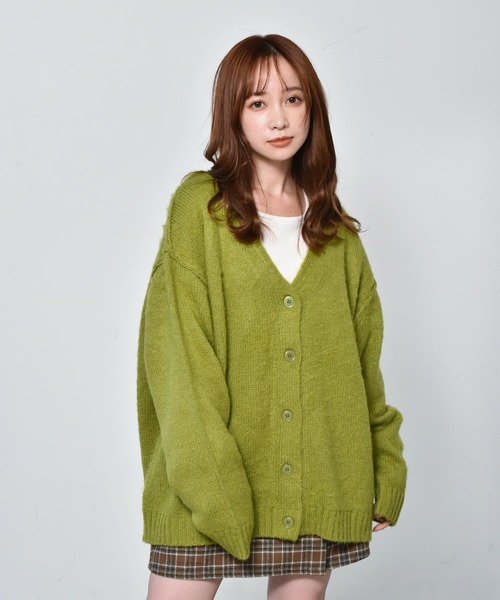 ems excite(エムズエキサイト)の「2WAYモヘアビックカーデ(カーディガン/ボレロ・レディース・パープル/グリーン/ブルー/オレンジ・FREE)」の2枚目の写真