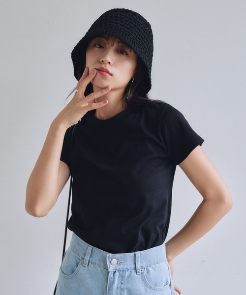 VANNIE U（ヴァニーユー）の「オーバルロゴTシャツ（Tシャツ/カットソー・レディース・ホワイト/ブラック/ライトピンク/ピンク/ネイビー/イエロー・FREE）」の2枚目の写真