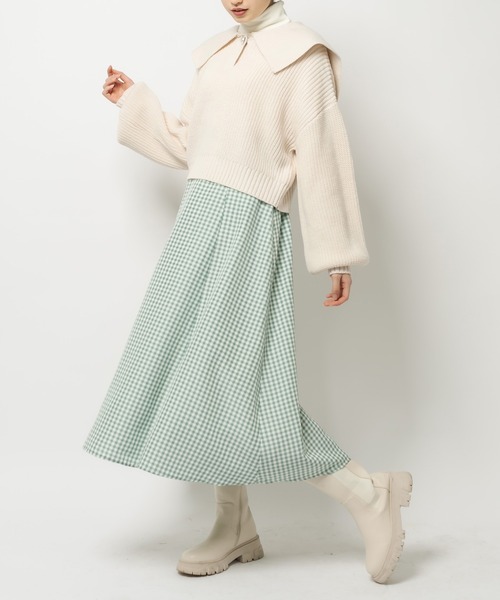 OLIVE des OLIVE（オリーブデオリーブ）の「セーラーカラーニット（ニット/セーター・レディース・ネイビー/オフホワイト/サックスブルー/アイボリー・FREE）」の6枚目の写真