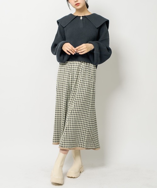 OLIVE des OLIVE（オリーブデオリーブ）の「セーラーカラーニット（ニット/セーター・レディース・ネイビー/オフホワイト/サックスブルー/アイボリー・FREE）」の8枚目の写真