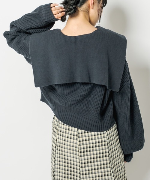 OLIVE des OLIVE（オリーブデオリーブ）の「セーラーカラーニット（ニット/セーター・レディース・ネイビー/オフホワイト/サックスブルー/アイボリー・FREE）」の13枚目の写真
