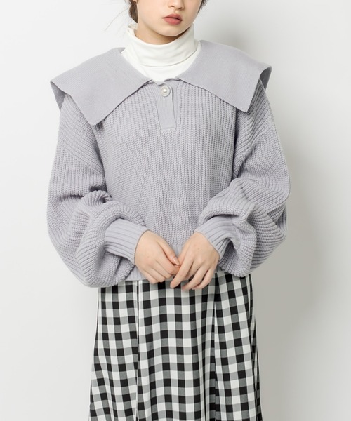 OLIVE des OLIVE（オリーブデオリーブ）の「セーラーカラーニット（ニット/セーター・レディース・ネイビー/オフホワイト/サックスブルー/アイボリー・FREE）」の18枚目の写真