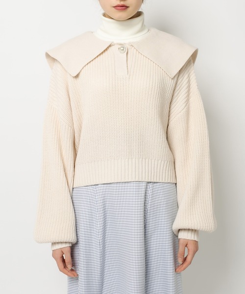 OLIVE des OLIVE（オリーブデオリーブ）の「セーラーカラーニット（ニット/セーター・レディース・ネイビー/オフホワイト/サックスブルー/アイボリー・FREE）」の21枚目の写真