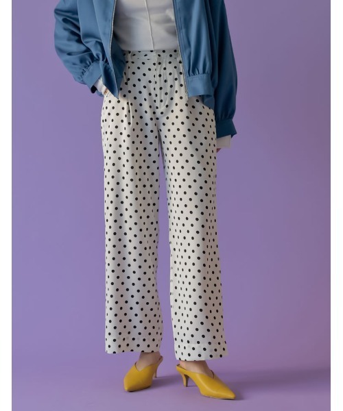 Re:EDIT(リエディ)の「ドット柄ストレートパンツ(その他パンツ・レディース・ブラック/ホワイト・LARGE/MEDIUM/SHORT)」の1枚目の写真