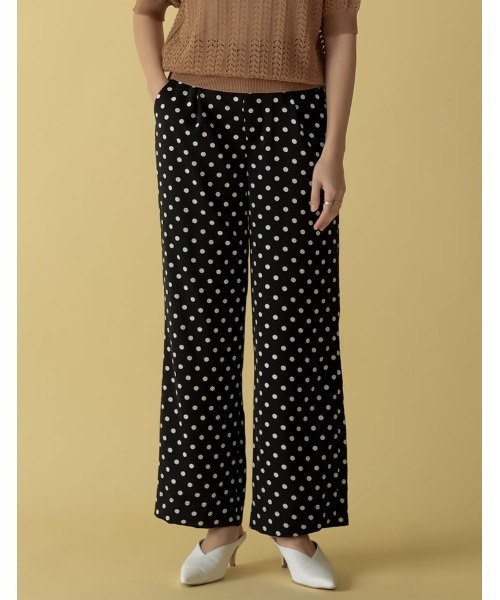 Re:EDIT(リエディ)の「ドット柄ストレートパンツ(その他パンツ・レディース・ブラック/ホワイト・LARGE/MEDIUM/SHORT)」の2枚目の写真