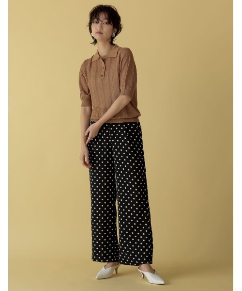 Re:EDIT(リエディ)の「ドット柄ストレートパンツ(その他パンツ・レディース・ブラック/ホワイト・LARGE/MEDIUM/SHORT)」の5枚目の写真