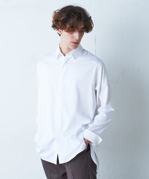 Lui's（ルイス）の「バンブーレーヨンサテンダブルカフスシャツ（シャツ/ブラウス・メンズ・ブラック/ホワイト・SMALL/MEDIUM）」の2枚目の写真