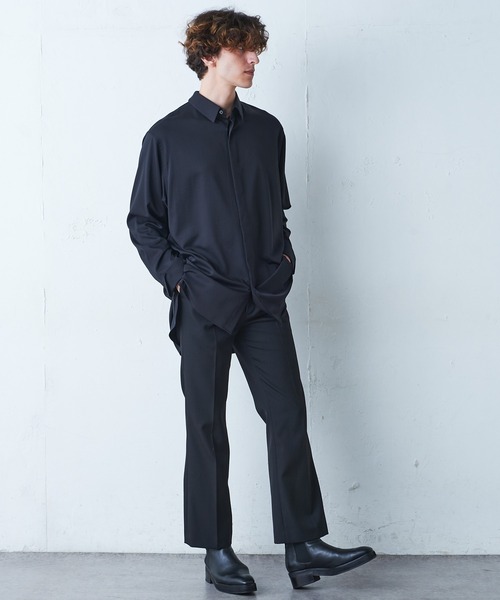 Lui's（ルイス）の「バンブーレーヨンサテンダブルカフスシャツ（シャツ/ブラウス・メンズ・ブラック/ホワイト・SMALL/MEDIUM）」の4枚目の写真