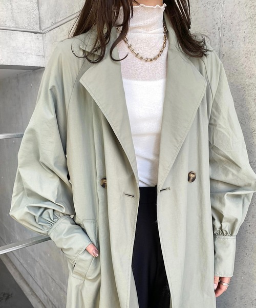 andme（アンドミー）の「ナイロンオーバーサイズトレンチコート（トレンチコート・レディース・ブラック/アイボリー/ベージュ/ライトカーキ・M）」の22枚目の写真