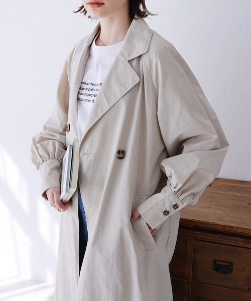 andme（アンドミー）の「ナイロンオーバーサイズトレンチコート（トレンチコート・レディース・ブラック/アイボリー/ベージュ/ライトカーキ・M）」の20枚目の写真
