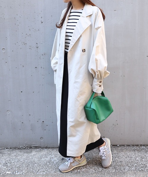 andme（アンドミー）の「ナイロンオーバーサイズトレンチコート（トレンチコート・レディース・ブラック/アイボリー/ベージュ/ライトカーキ・M）」の21枚目の写真