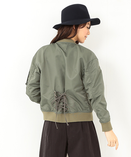 Ray BEAMS(レイビームス)の「【sweet 4月号掲載】RBS / ドロップショルダー MA-1(その他アウター・レディース・オリーブ/ネイビー・0/1)」の12枚目の写真