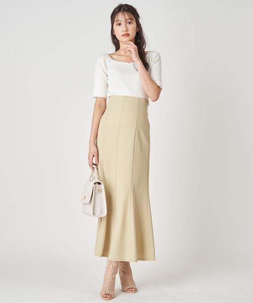 ROYAL PARTY（ロイヤルパーティー）の「【洗えるニット】オープンネック半袖ニットトップス（ニット/セーター・レディース・ブラック/ベージュ/オフホワイト/ピンク/マルチ・FREE）」の13枚目の写真
