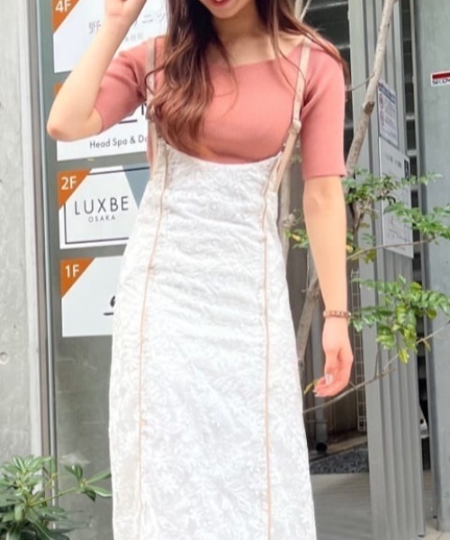 ROYAL PARTY（ロイヤルパーティー）の「【洗えるニット】オープンネック半袖ニットトップス（ニット/セーター・レディース・ブラック/ベージュ/オフホワイト/ピンク/マルチ・FREE）」の21枚目の写真