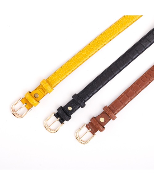 lala Born（ララボーン）の「牛革型押しレザーベルト（ベルト・レディース・ブラック/ブラウン/イエロー・FREE）」の6枚目の写真