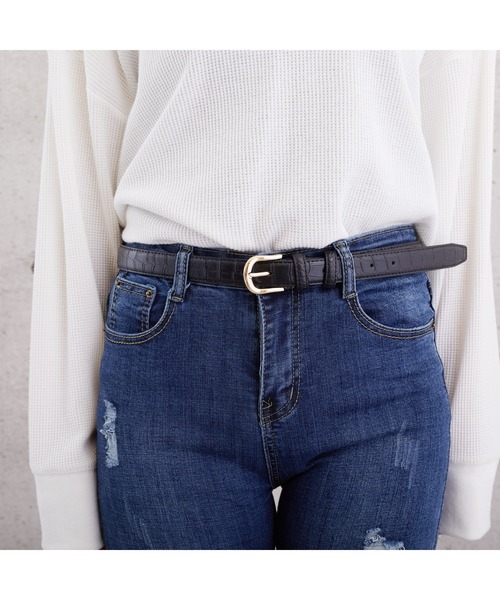 lala Born（ララボーン）の「牛革型押しレザーベルト（ベルト・レディース・ブラック/ブラウン/イエロー・FREE）」の7枚目の写真