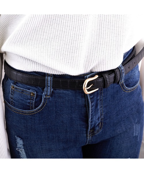 lala Born（ララボーン）の「牛革型押しレザーベルト（ベルト・レディース・ブラック/ブラウン/イエロー・FREE）」の8枚目の写真