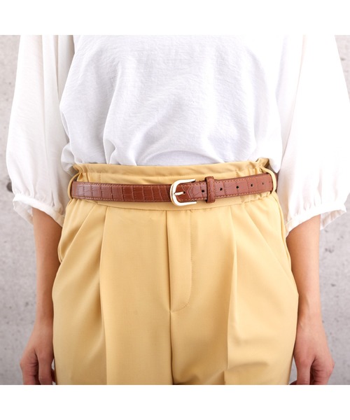 lala Born（ララボーン）の「牛革型押しレザーベルト（ベルト・レディース・ブラック/ブラウン/イエロー・FREE）」の10枚目の写真