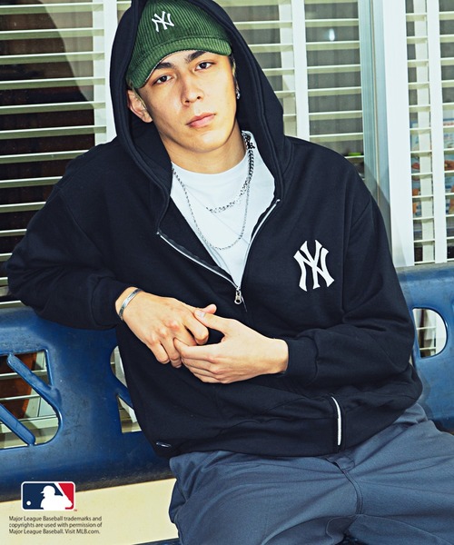 MLB(メジャーリーグベースボール)の「【MLB/メジャーリーグベースボール】セットアップ対応商品 ジップパーカー(パーカー・レディース・ブラック/オートミール/ダークグリーン・ONESIZE)」の2枚目の写真