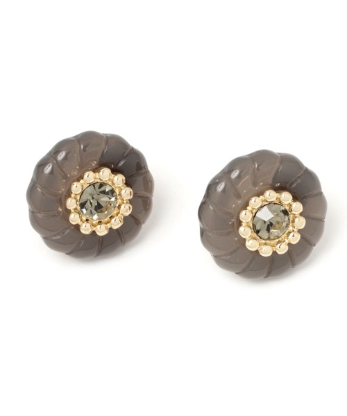 studio CLIP（スタディオクリップ）の「Aフラワーボタンライクイヤリング（イヤリング・レディース・ホワイト/ブラック・FREE）」の2枚目の写真