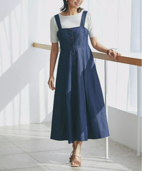 &. NOSTALGIA（アンドドットノスタルジア）の「デニムジャンバースカート（ジャンパースカート・レディース・ベージュ/インディゴブルー・FREE）」の7枚目の写真