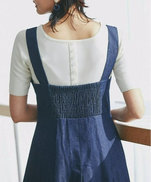 &. NOSTALGIA（アンドドットノスタルジア）の「デニムジャンバースカート（ジャンパースカート・レディース・ベージュ/インディゴブルー・FREE）」の3枚目の写真