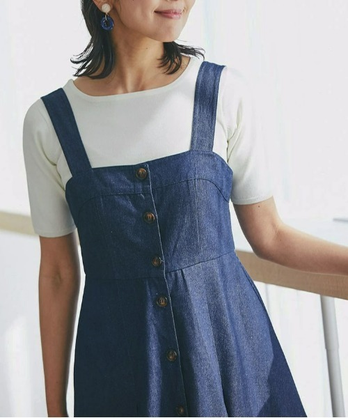 &. NOSTALGIA（アンドドットノスタルジア）の「デニムジャンバースカート（ジャンパースカート・レディース・ベージュ/インディゴブルー・FREE）」の16枚目の写真