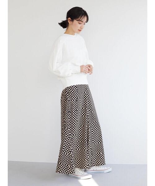 Green　Parks（グリーンパークス）の「・SUGAR SPOON チェッカーptマーメイドスカート（スカート・レディース・オフホワイト/ベージュ/ブルー・FREE）」の4枚目の写真