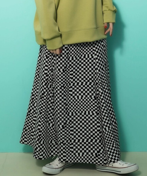 Green　Parks（グリーンパークス）の「・SUGAR SPOON チェッカーptマーメイドスカート（スカート・レディース・オフホワイト/ベージュ/ブルー・FREE）」の2枚目の写真