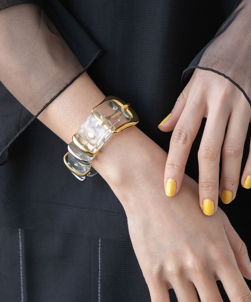 HARE（ハレ）の「ベルトデザインバングル(HARE)（バングル/リストバンド・レディース・ブラック/クリア・FREE）」の2枚目の写真