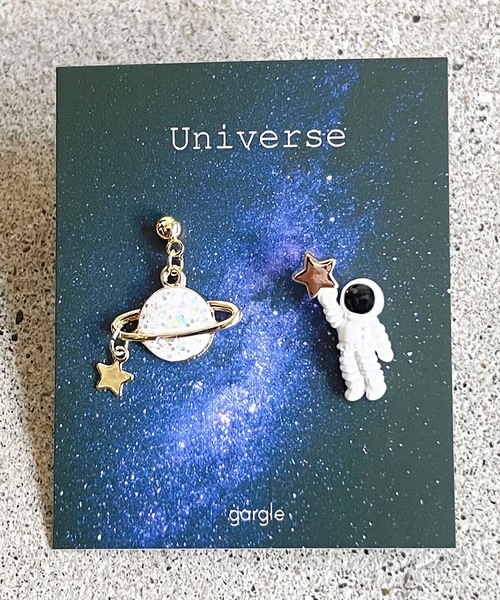gargle(ガーグル)の「gargle ガーグル:宇宙シリーズ 惑星探索 宇宙飛行士 土星 ピアス(ピアス(両耳用)・レディース・ホワイト/ブラック/ブルー・FREE)」の9枚目の写真
