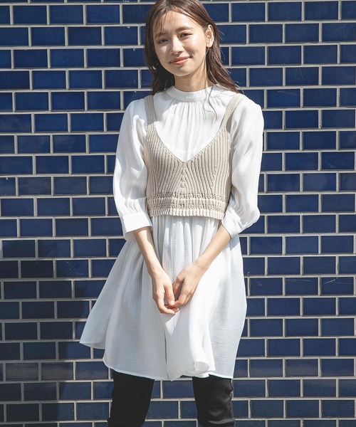 mysty woman（ミスティウーマン）の「ビスチェ×ミニワンピセット 277813（ワンピース・レディース・オレンジ/アイボリー/チャコール・FREE）」の17枚目の写真