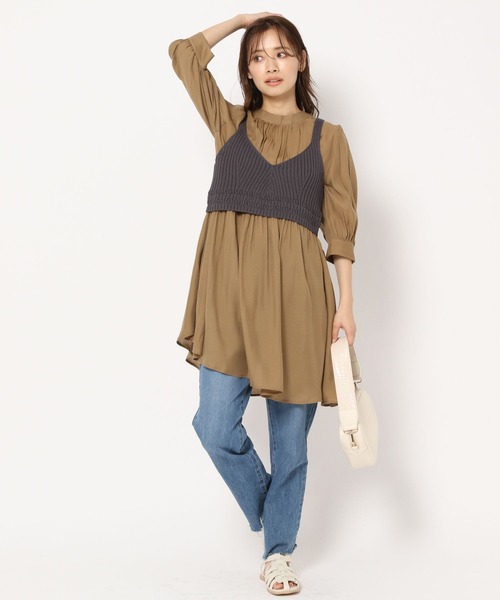 mysty woman（ミスティウーマン）の「ビスチェ×ミニワンピセット 277813（ワンピース・レディース・オレンジ/アイボリー/チャコール・FREE）」の9枚目の写真