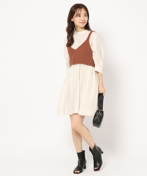 mysty woman（ミスティウーマン）の「ビスチェ×ミニワンピセット 277813（ワンピース・レディース・オレンジ/アイボリー/チャコール・FREE）」の11枚目の写真