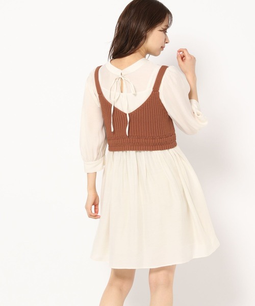 mysty woman（ミスティウーマン）の「ビスチェ×ミニワンピセット 277813（ワンピース・レディース・オレンジ/アイボリー/チャコール・FREE）」の15枚目の写真