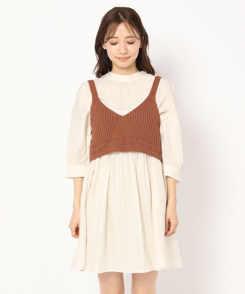 mysty woman（ミスティウーマン）の「ビスチェ×ミニワンピセット 277813（ワンピース・レディース・オレンジ/アイボリー/チャコール・FREE）」の13枚目の写真