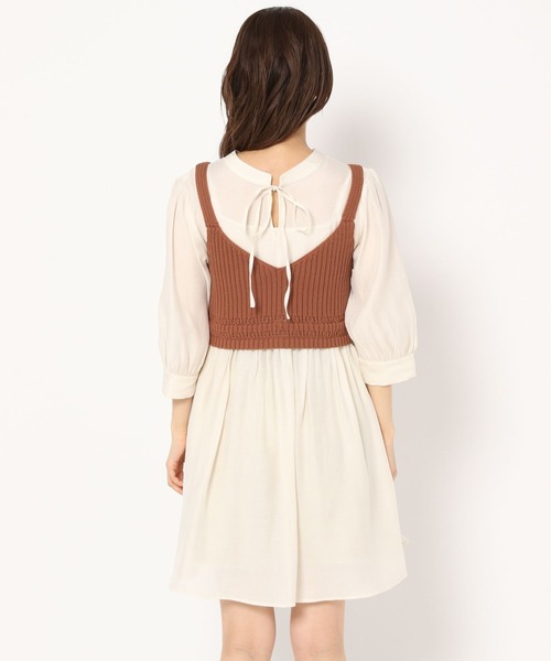 mysty woman（ミスティウーマン）の「ビスチェ×ミニワンピセット 277813（ワンピース・レディース・オレンジ/アイボリー/チャコール・FREE）」の7枚目の写真