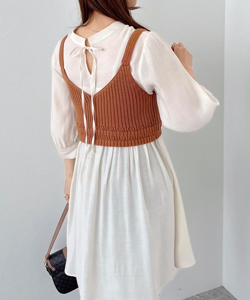 mysty woman（ミスティウーマン）の「ビスチェ×ミニワンピセット 277813（ワンピース・レディース・オレンジ/アイボリー/チャコール・FREE）」の22枚目の写真