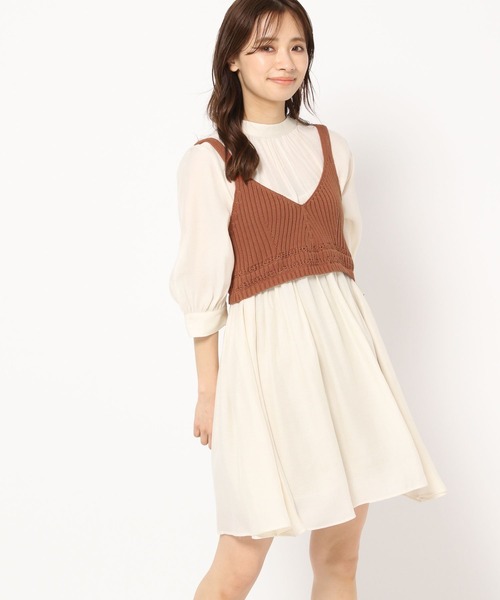 mysty woman（ミスティウーマン）の「ビスチェ×ミニワンピセット 277813（ワンピース・レディース・オレンジ/アイボリー/チャコール・FREE）」の21枚目の写真