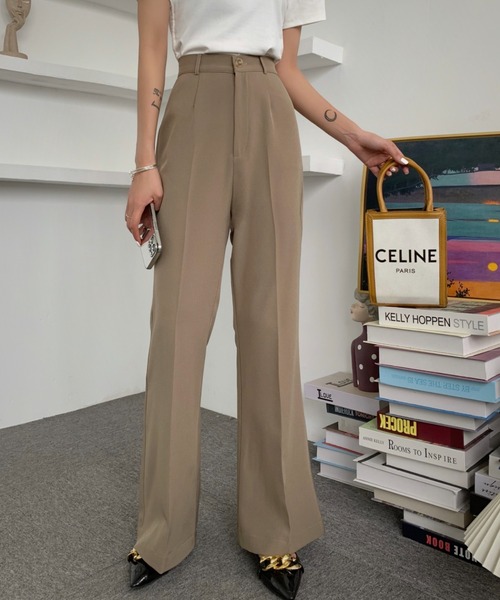 ABITOKYO（アビトーキョー）の「センタープレスセミフレアスラックス（スラックス・レディース・ブルーグレー/ブラック/ピンク/グレイッシュベージュ/モカ/ダークグリーン・M/L/S）」の18枚目の写真