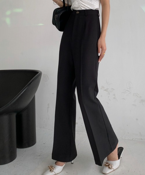 ABITOKYO（アビトーキョー）の「センタープレスセミフレアスラックス（スラックス・レディース・ブルーグレー/ブラック/ピンク/グレイッシュベージュ/モカ/ダークグリーン・M/L/S）」の21枚目の写真