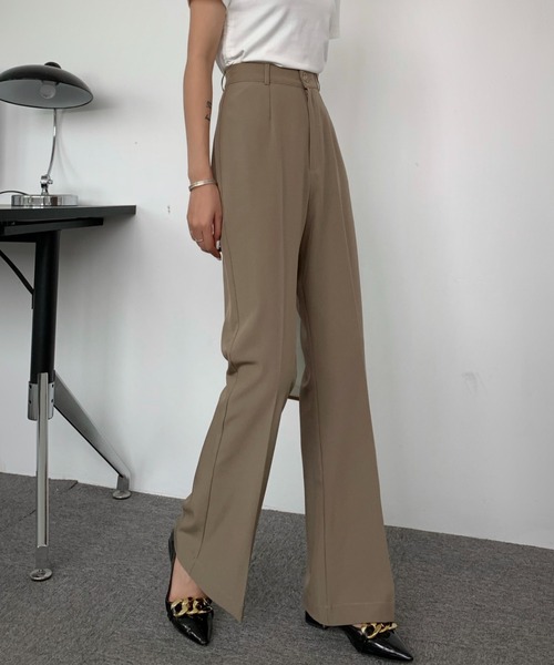 ABITOKYO（アビトーキョー）の「センタープレスセミフレアスラックス（スラックス・レディース・ブルーグレー/ブラック/ピンク/グレイッシュベージュ/モカ/ダークグリーン・M/L/S）」の15枚目の写真