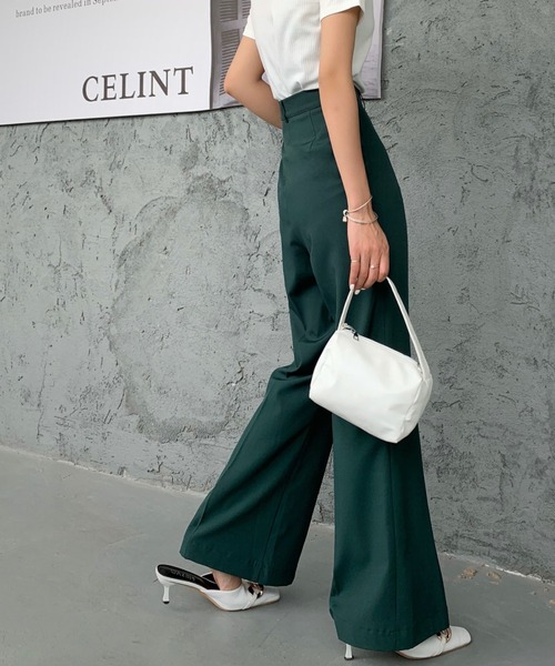 ABITOKYO（アビトーキョー）の「センタープレスセミフレアスラックス（スラックス・レディース・ブルーグレー/ブラック/ピンク/グレイッシュベージュ/モカ/ダークグリーン・M/L/S）」の9枚目の写真